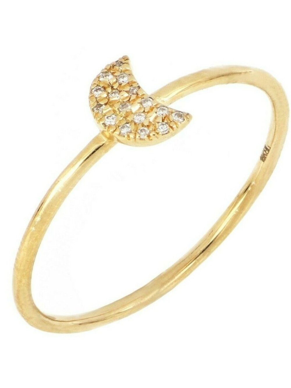 Bony Levy 18K Yellow Gold Diamond Pave Half Moon Ring 0.06 ctw Size 7